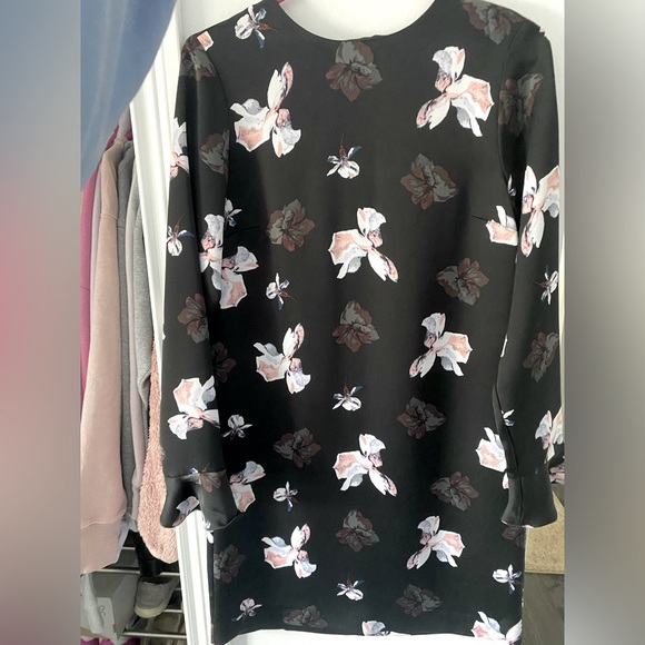 Banana Republic Black Floral Long Sleeve Dress - Picture 1 of 2